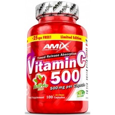Витамин С + экстракт шиповника, Amix, C-Vitamin + Rose Hips 500 мг - 125 капс