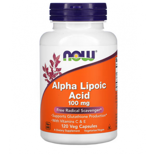 Альфа-ліпоєва кислота ALA, NOW, Alpha Lipoic Acid 100 мг