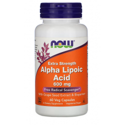 Альфа-ліпоєва кислота ALA, NOW, Alpha Lipoic Acid 600 мг