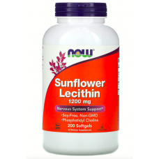 Подсолнечный лецитин, NOW Foods, Sunflower Lecithin 1200 мг - 200 софт гель