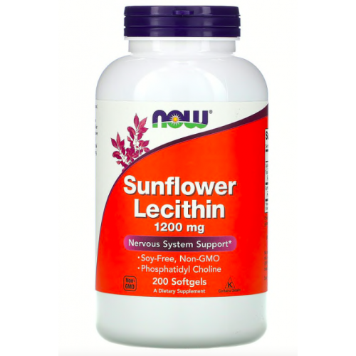 Соняшниковий лецитин, NOW Foods, Sunflower Lecithin 1200 мг - 200 софт гель