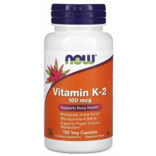 Витамин К2 (в форме менахинона-4) (МК-4) 100 мкг, NOW, Vitamin K-2 100 мкг - 60 веган капс