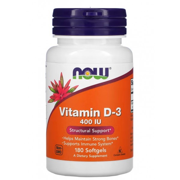 Vitamin D3 400 ME NOW - 180  софт гель