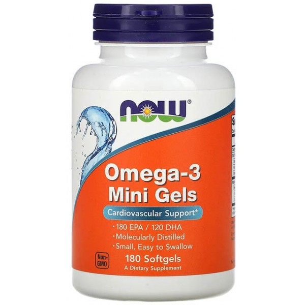 Omega-3 Mini Gels 500 mg NOW (180 гел. капс.)