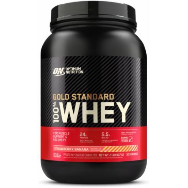 Whey Gold 909 г - клубника-банан