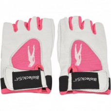 Lady gloves, leather , white-pink