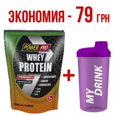 PowerPro Whey Protein, 2 кг + шейкер Fit MY Drink
