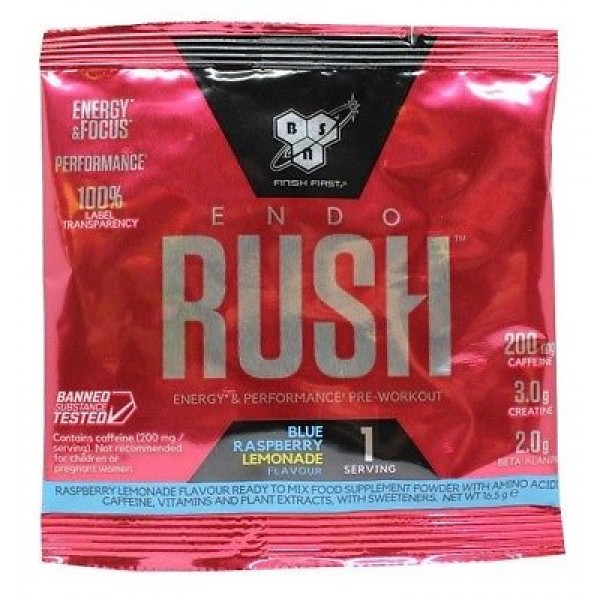 Пробник BSN ENDO RUSH BLUE RAZ SACHET 16.5G