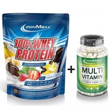 100% Whey Protein - 2350 гр (пакет) - Печенье-крем+ Multivitamin - 130 капс