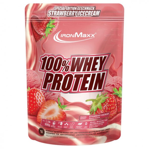 100% Whey Protein - 500 г (пакет) - Клубничное мороженое